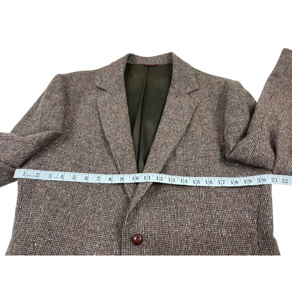Vintage Mens Brown Wool Tweed Blazer Jacket 2-Button Classic Fit Retro Style 42R - Picture 3 of 7